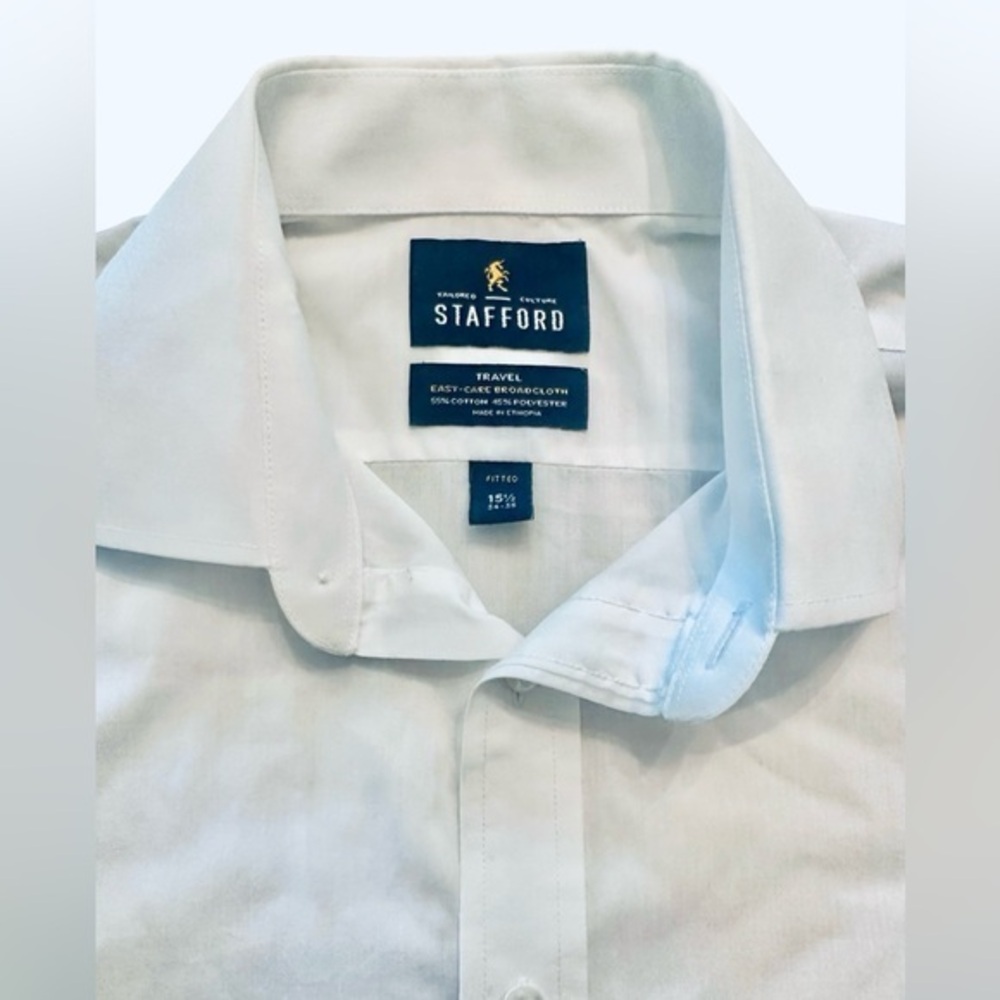 Stafford Travel Long Sleeve Button Up Shirt - Mens Size 15 1/2 34-35 - White